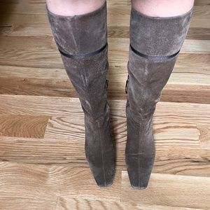 Prada Suede Square-Toe Boots